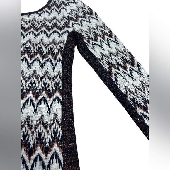 Free People Sweater Dress Sz. Medium Knit Aztec Print Cottagecore Cabincore Boh - Picture 6 of 14
